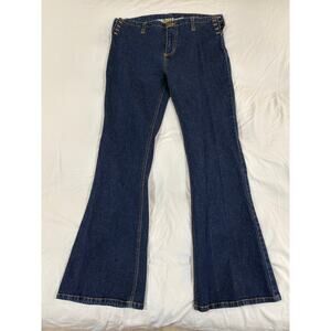 Y2K Vintage Mudd Lace Up Hip Low Rise Flare Leg Dark Denim Jeans Juniors Size 13